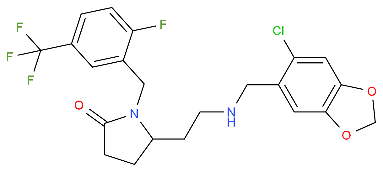 5-(2-{[(6-chloro-1,3-benzodioxol-5-yl)methyl]amino}ethyl)-1-[2-fluoro-5-(trifluoromethyl)benzyl]-2-pyrrolidinone_Molecular_structure_CAS_)