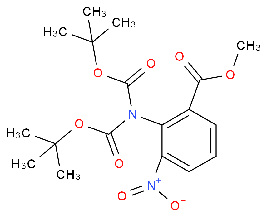 2-[Bis[(tert-butyloxy)carbonyl]amino]-3-nitrobenzoic Acid Methyl Ester_Molecular_structure_CAS_342794-46-1)