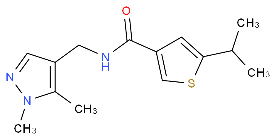 N-[(1,5-dimethyl-1H-pyrazol-4-yl)methyl]-5-isopropyl-3-thiophenecarboxamide_Molecular_structure_CAS_)