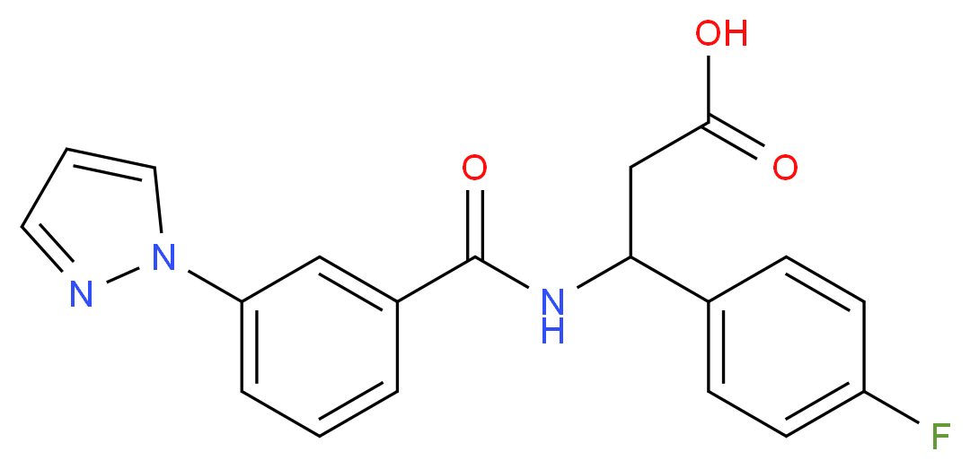 3-(4-fluorophenyl)-3-{[3-(1H-pyrazol-1-yl)benzoyl]amino}propanoic acid_Molecular_structure_CAS_)