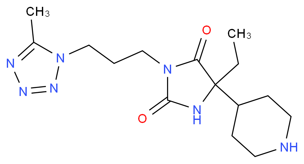 5-ethyl-3-[3-(5-methyl-1H-tetrazol-1-yl)propyl]-5-piperidin-4-ylimidazolidine-2,4-dione_Molecular_structure_CAS_)