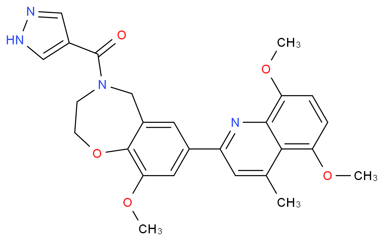 7-(5,8-dimethoxy-4-methyl-2-quinolinyl)-9-methoxy-4-(1H-pyrazol-4-ylcarbonyl)-2,3,4,5-tetrahydro-1,4-benzoxazepine_Molecular_structure_CAS_)