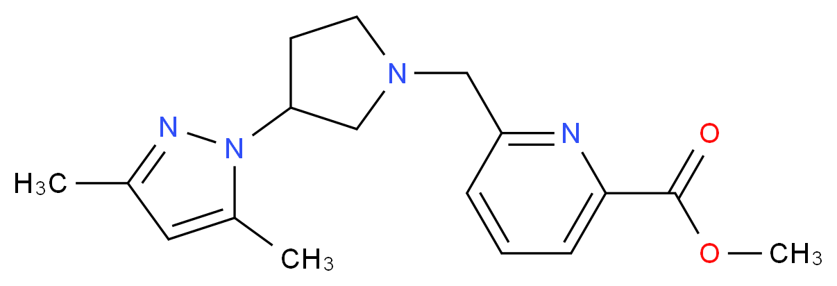 methyl 6-{[3-(3,5-dimethyl-1H-pyrazol-1-yl)pyrrolidin-1-yl]methyl}pyridine-2-carboxylate_Molecular_structure_CAS_)