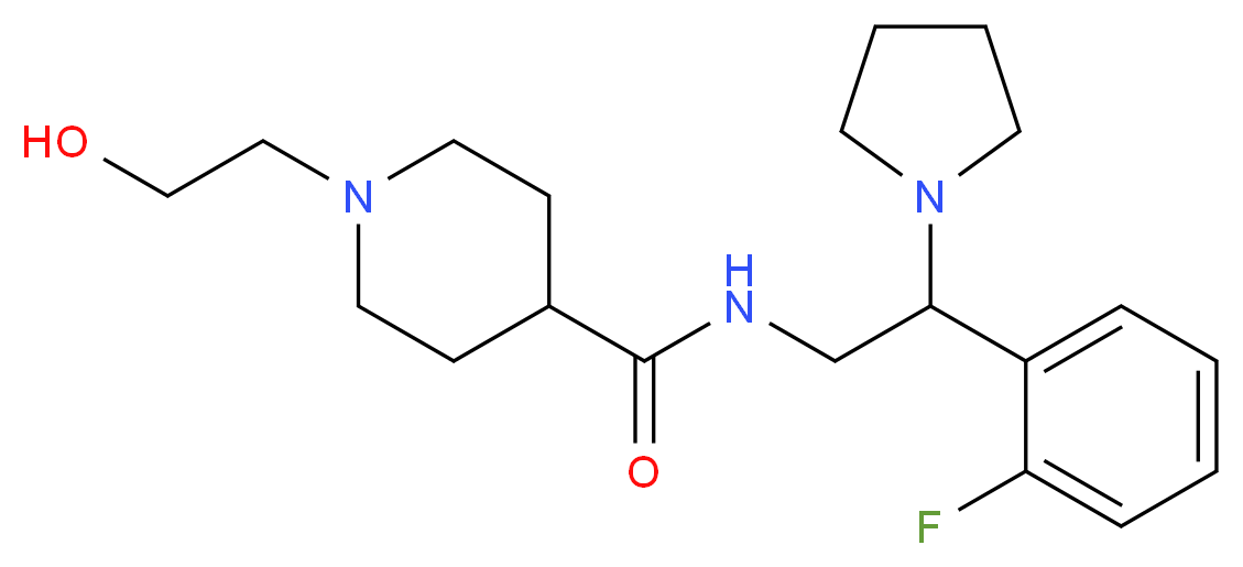 N-[2-(2-fluorophenyl)-2-pyrrolidin-1-ylethyl]-1-(2-hydroxyethyl)piperidine-4-carboxamide_Molecular_structure_CAS_)