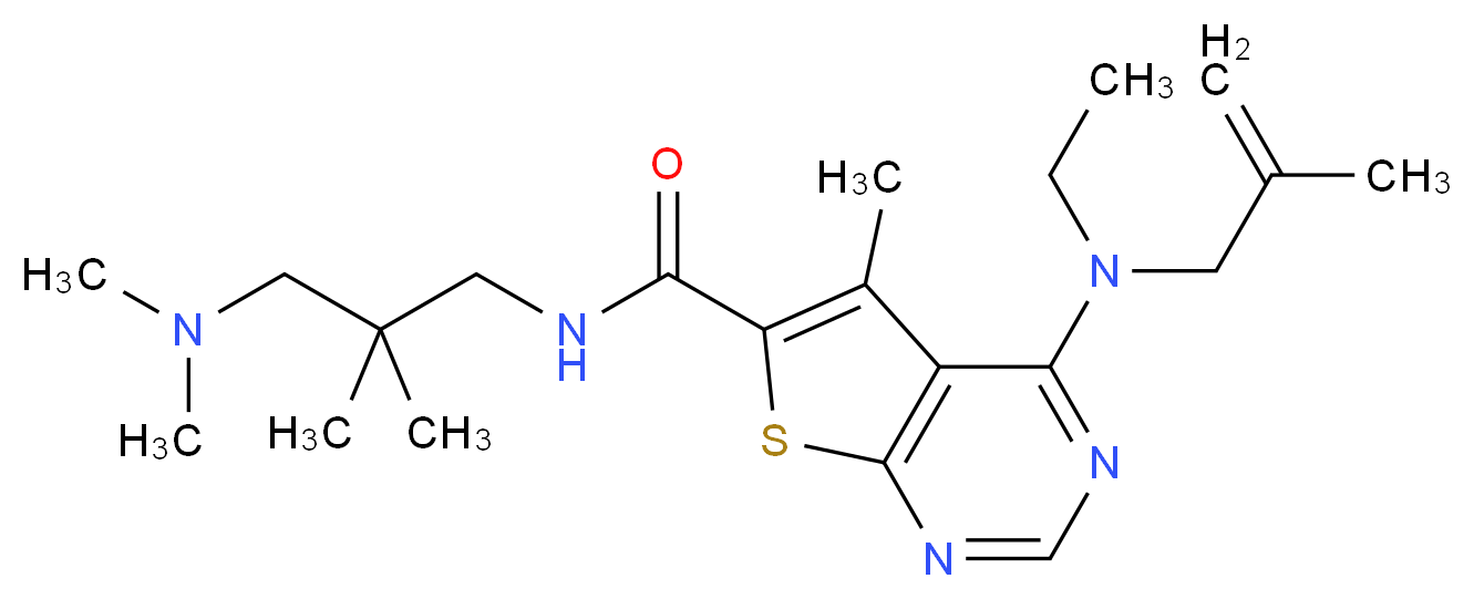 N-[3-(dimethylamino)-2,2-dimethylpropyl]-4-[ethyl(2-methyl-2-propen-1-yl)amino]-5-methylthieno[2,3-d]pyrimidine-6-carboxamide_Molecular_structure_CAS_)