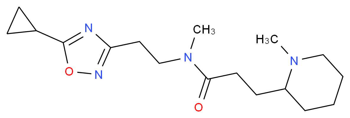 N-[2-(5-cyclopropyl-1,2,4-oxadiazol-3-yl)ethyl]-N-methyl-3-(1-methyl-2-piperidinyl)propanamide_Molecular_structure_CAS_)