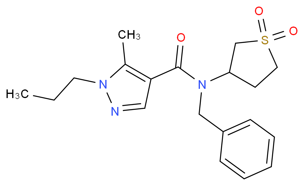 N-benzyl-N-(1,1-dioxidotetrahydro-3-thienyl)-5-methyl-1-propyl-1H-pyrazole-4-carboxamide_Molecular_structure_CAS_)
