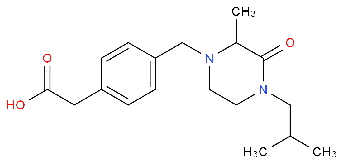 {4-[(4-isobutyl-2-methyl-3-oxo-1-piperazinyl)methyl]phenyl}acetic acid_Molecular_structure_CAS_)