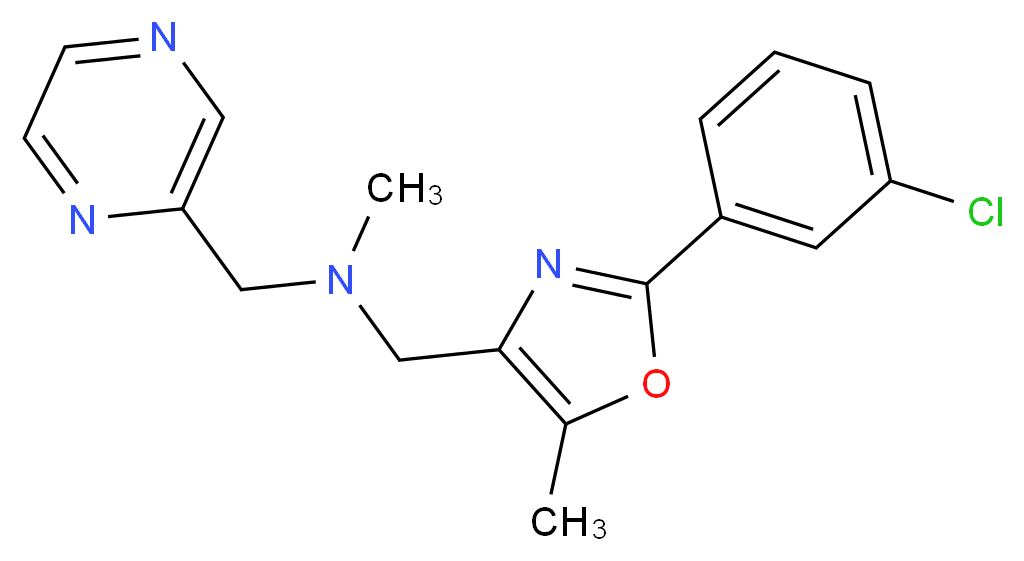1-[2-(3-chlorophenyl)-5-methyl-1,3-oxazol-4-yl]-N-methyl-N-(pyrazin-2-ylmethyl)methanamine_Molecular_structure_CAS_)