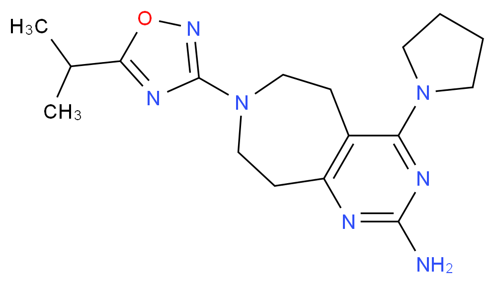 7-(5-isopropyl-1,2,4-oxadiazol-3-yl)-4-pyrrolidin-1-yl-6,7,8,9-tetrahydro-5H-pyrimido[4,5-d]azepin-2-amine_Molecular_structure_CAS_)