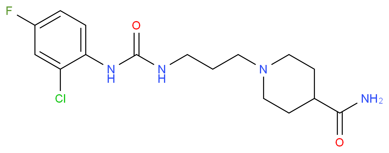 1-[3-({[(2-chloro-4-fluorophenyl)amino]carbonyl}amino)propyl]piperidine-4-carboxamide_Molecular_structure_CAS_)