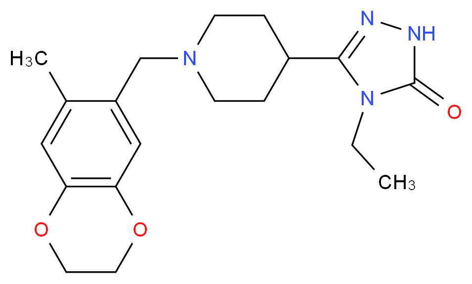 4-ethyl-5-{1-[(7-methyl-2,3-dihydro-1,4-benzodioxin-6-yl)methyl]piperidin-4-yl}-2,4-dihydro-3H-1,2,4-triazol-3-one_Molecular_structure_CAS_)