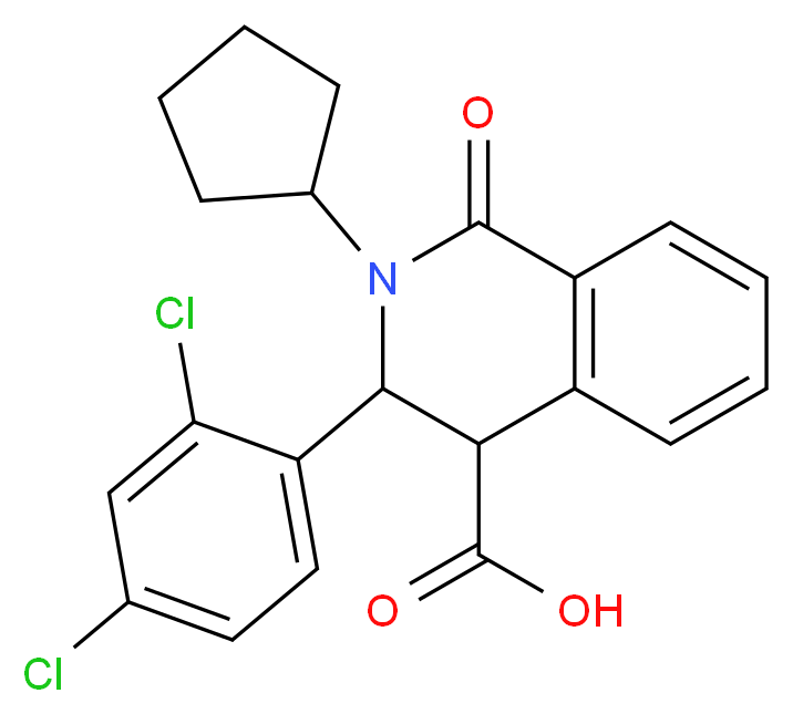 2-Cyclopentyl-3-(2,4-dichlorophenyl)-1-oxo-1,2,3,4-tetrahydro-4-isoquinolinecarboxylic acid_Molecular_structure_CAS_)