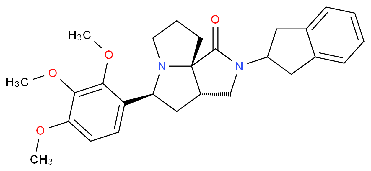 (3aS*,5S*,9aS*)-2-(2,3-dihydro-1H-inden-2-yl)-5-(2,3,4-trimethoxyphenyl)hexahydro-7H-pyrrolo[3,4-g]pyrrolizin-1(2H)-one_Molecular_structure_CAS_)