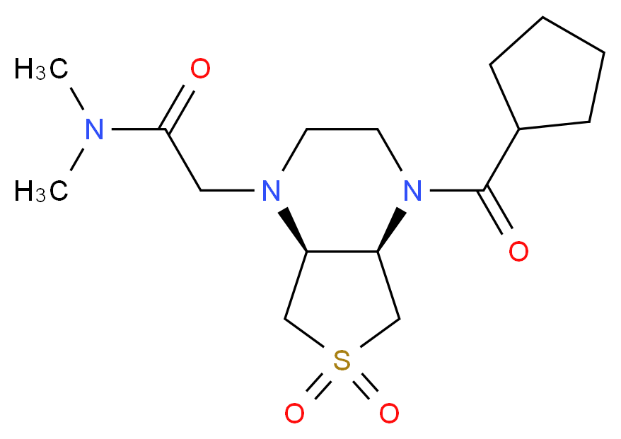 2-[(4aR*,7aS*)-4-(cyclopentylcarbonyl)-6,6-dioxidohexahydrothieno[3,4-b]pyrazin-1(2H)-yl]-N,N-dimethylacetamide_Molecular_structure_CAS_)