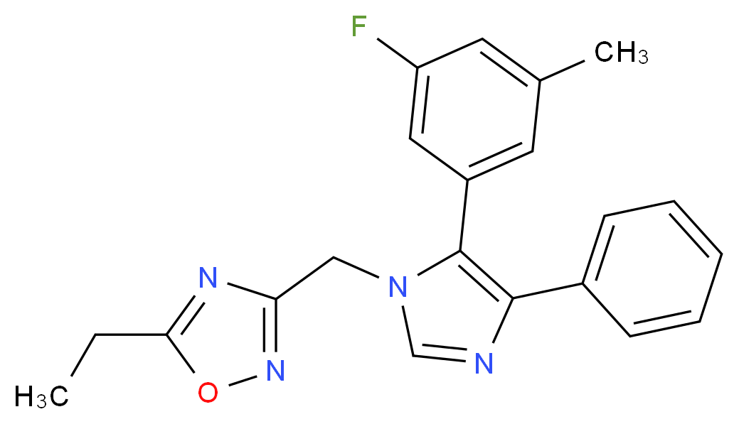 5-ethyl-3-{[5-(3-fluoro-5-methylphenyl)-4-phenyl-1H-imidazol-1-yl]methyl}-1,2,4-oxadiazole_Molecular_structure_CAS_)