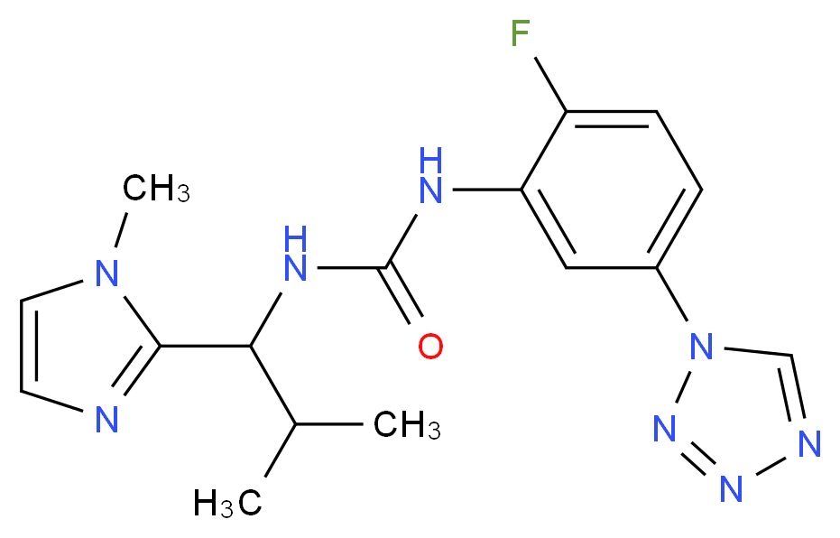 N-[2-fluoro-5-(1H-tetrazol-1-yl)phenyl]-N'-[2-methyl-1-(1-methyl-1H-imidazol-2-yl)propyl]urea_Molecular_structure_CAS_)