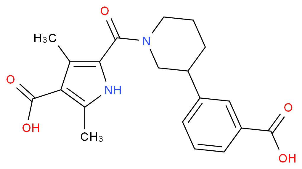 5-{[3-(3-carboxyphenyl)piperidin-1-yl]carbonyl}-2,4-dimethyl-1H-pyrrole-3-carboxylic acid_Molecular_structure_CAS_)