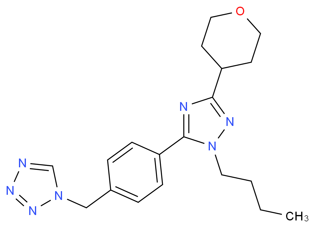 1-{4-[1-butyl-3-(tetrahydro-2H-pyran-4-yl)-1H-1,2,4-triazol-5-yl]benzyl}-1H-tetrazole_Molecular_structure_CAS_)