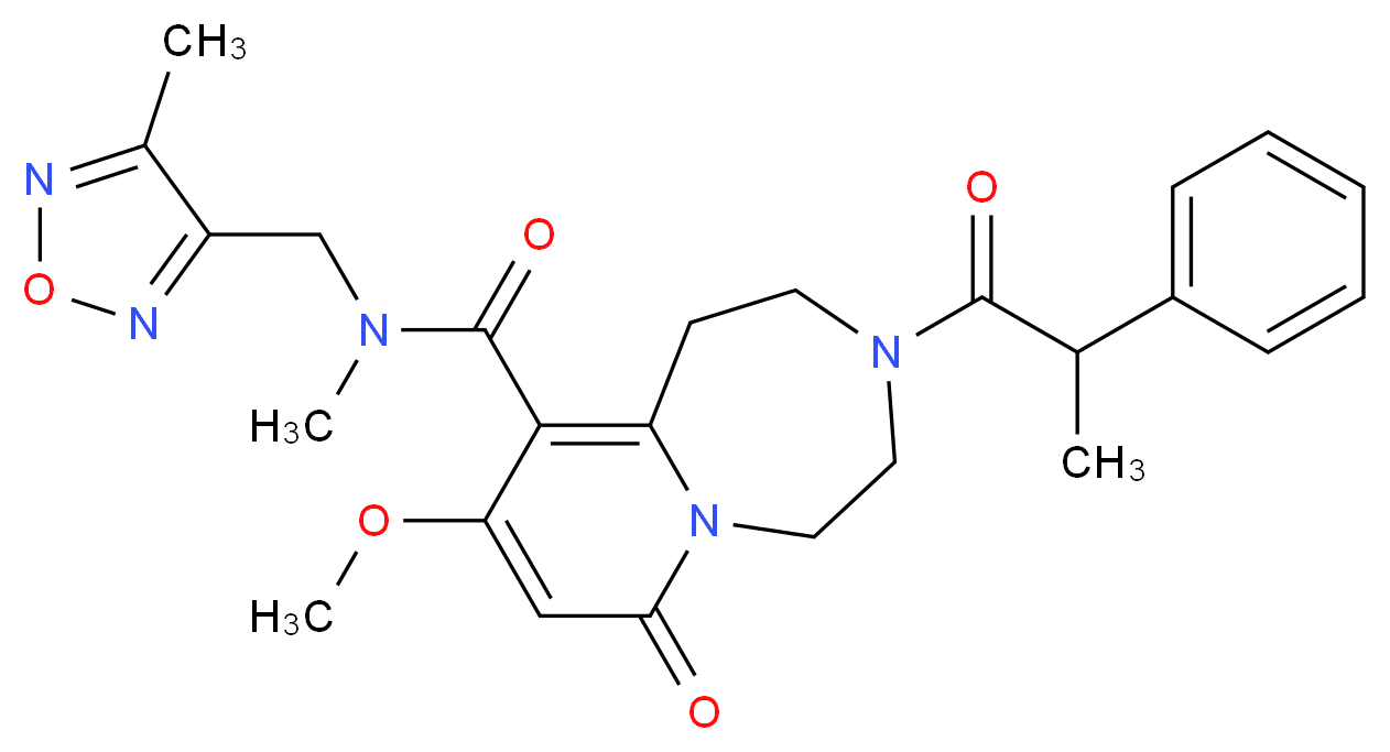 9-methoxy-N-methyl-N-[(4-methyl-1,2,5-oxadiazol-3-yl)methyl]-7-oxo-3-(2-phenylpropanoyl)-1,2,3,4,5,7-hexahydropyrido[1,2-d][1,4]diazepine-10-carboxamide_Molecular_structure_CAS_)