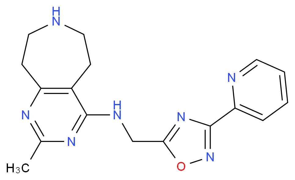 2-methyl-N-[(3-pyridin-2-yl-1,2,4-oxadiazol-5-yl)methyl]-6,7,8,9-tetrahydro-5H-pyrimido[4,5-d]azepin-4-amine_Molecular_structure_CAS_)