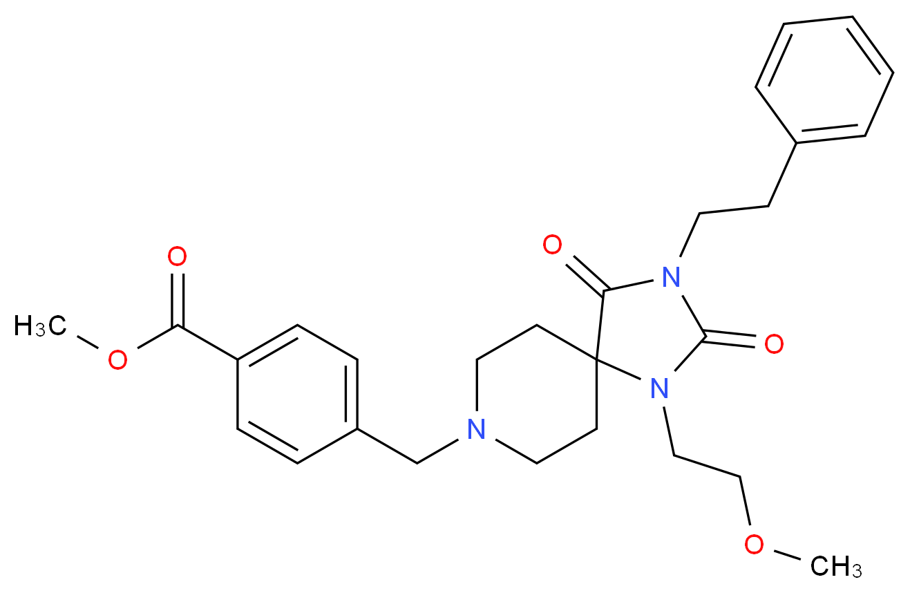methyl 4-{[1-(2-methoxyethyl)-2,4-dioxo-3-(2-phenylethyl)-1,3,8-triazaspiro[4.5]dec-8-yl]methyl}benzoate_Molecular_structure_CAS_)
