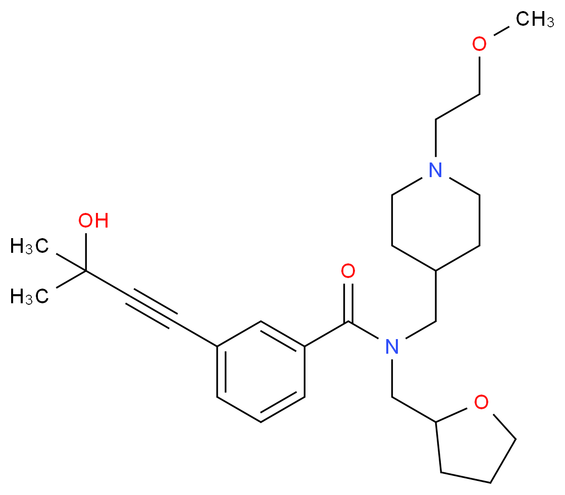 3-(3-hydroxy-3-methyl-1-butyn-1-yl)-N-{[1-(2-methoxyethyl)-4-piperidinyl]methyl}-N-(tetrahydro-2-furanylmethyl)benzamide_Molecular_structure_CAS_)