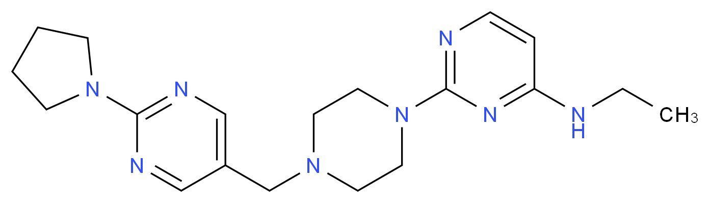 N-ethyl-2-{4-[(2-pyrrolidin-1-ylpyrimidin-5-yl)methyl]piperazin-1-yl}pyrimidin-4-amine_Molecular_structure_CAS_)