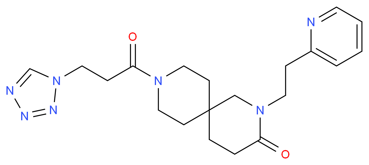 2-(2-pyridin-2-ylethyl)-9-[3-(1H-tetrazol-1-yl)propanoyl]-2,9-diazaspiro[5.5]undecan-3-one_Molecular_structure_CAS_)