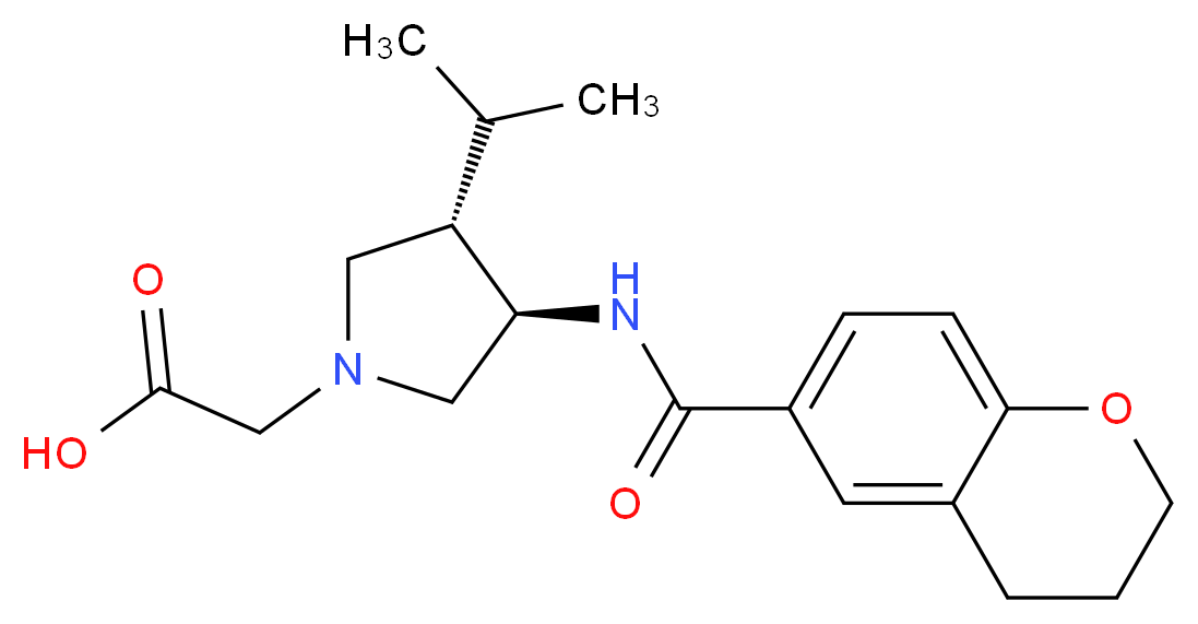{(3R*,4S*)-3-[(3,4-dihydro-2H-chromen-6-ylcarbonyl)amino]-4-isopropyl-1-pyrrolidinyl}acetic acid_Molecular_structure_CAS_)