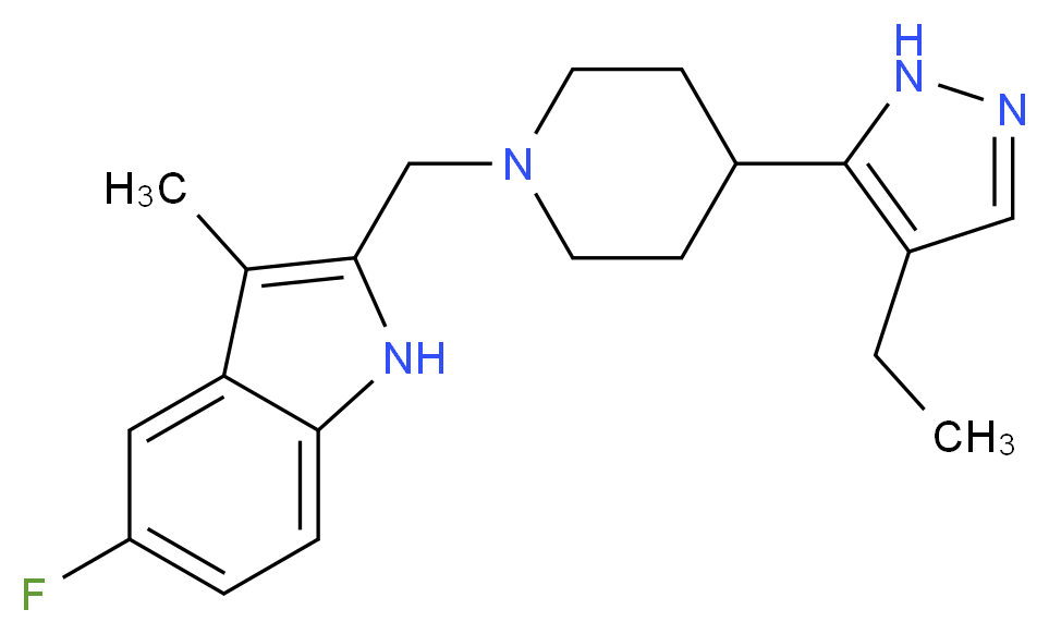 2-{[4-(4-ethyl-1H-pyrazol-5-yl)piperidin-1-yl]methyl}-5-fluoro-3-methyl-1H-indole_Molecular_structure_CAS_)