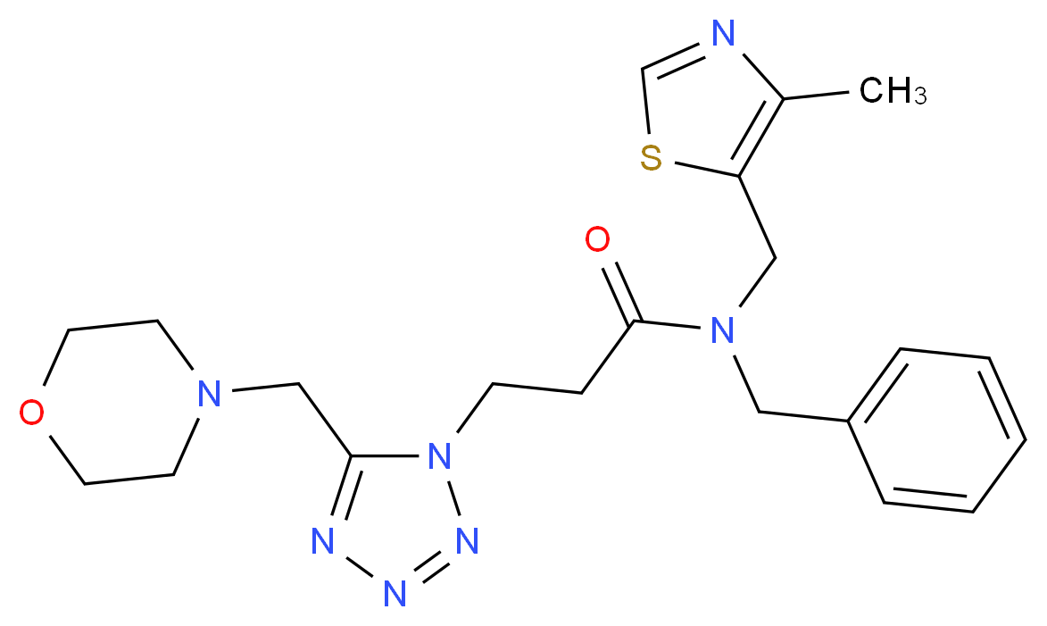 N-benzyl-N-[(4-methyl-1,3-thiazol-5-yl)methyl]-3-[5-(4-morpholinylmethyl)-1H-tetrazol-1-yl]propanamide_Molecular_structure_CAS_)