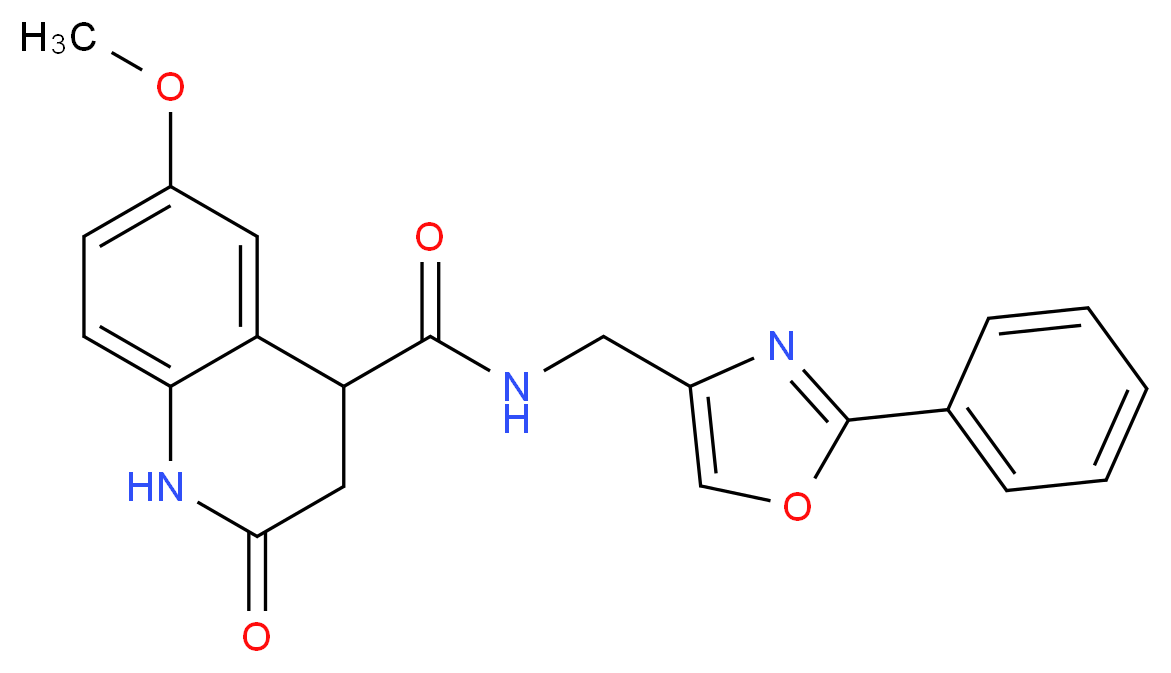6-methoxy-2-oxo-N-[(2-phenyl-1,3-oxazol-4-yl)methyl]-1,2,3,4-tetrahydro-4-quinolinecarboxamide_Molecular_structure_CAS_)