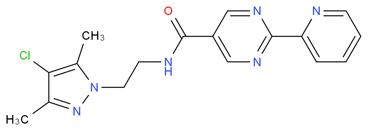 N-[2-(4-chloro-3,5-dimethyl-1H-pyrazol-1-yl)ethyl]-2-pyridin-2-ylpyrimidine-5-carboxamide_Molecular_structure_CAS_)