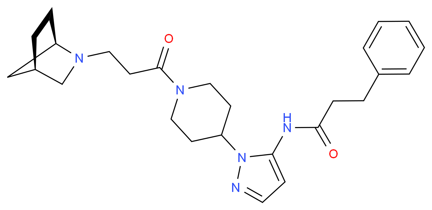 N-[1-(1-{3-[(1R*,4R*)-2-azabicyclo[2.2.1]hept-2-yl]propanoyl}-4-piperidinyl)-1H-pyrazol-5-yl]-3-phenylpropanamide_Molecular_structure_CAS_)