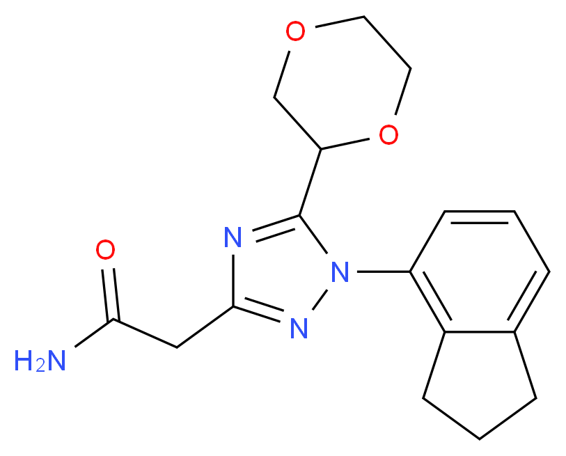 2-[1-(2,3-dihydro-1H-inden-4-yl)-5-(1,4-dioxan-2-yl)-1H-1,2,4-triazol-3-yl]acetamide_Molecular_structure_CAS_)