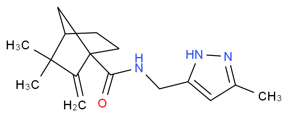 3,3-dimethyl-2-methylene-N-[(3-methyl-1H-pyrazol-5-yl)methyl]bicyclo[2.2.1]heptane-1-carboxamide_Molecular_structure_CAS_)