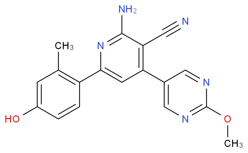 2-amino-6-(4-hydroxy-2-methylphenyl)-4-(2-methoxypyrimidin-5-yl)nicotinonitrile_Molecular_structure_CAS_)