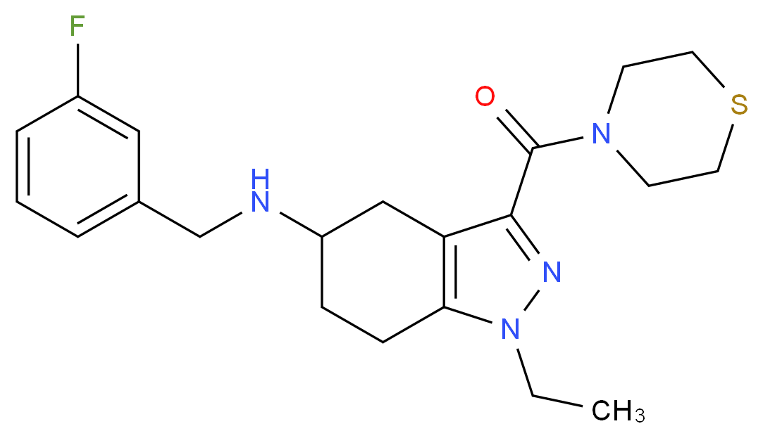 1-ethyl-N-(3-fluorobenzyl)-3-(4-thiomorpholinylcarbonyl)-4,5,6,7-tetrahydro-1H-indazol-5-amine_Molecular_structure_CAS_)