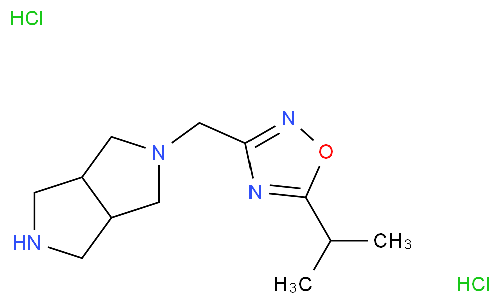 3-{octahydropyrrolo[3,4-c]pyrrol-2-ylmethyl}-5-(propan-2-yl)-1,2,4-oxadiazole dihydrochloride_Molecular_structure_CAS_)