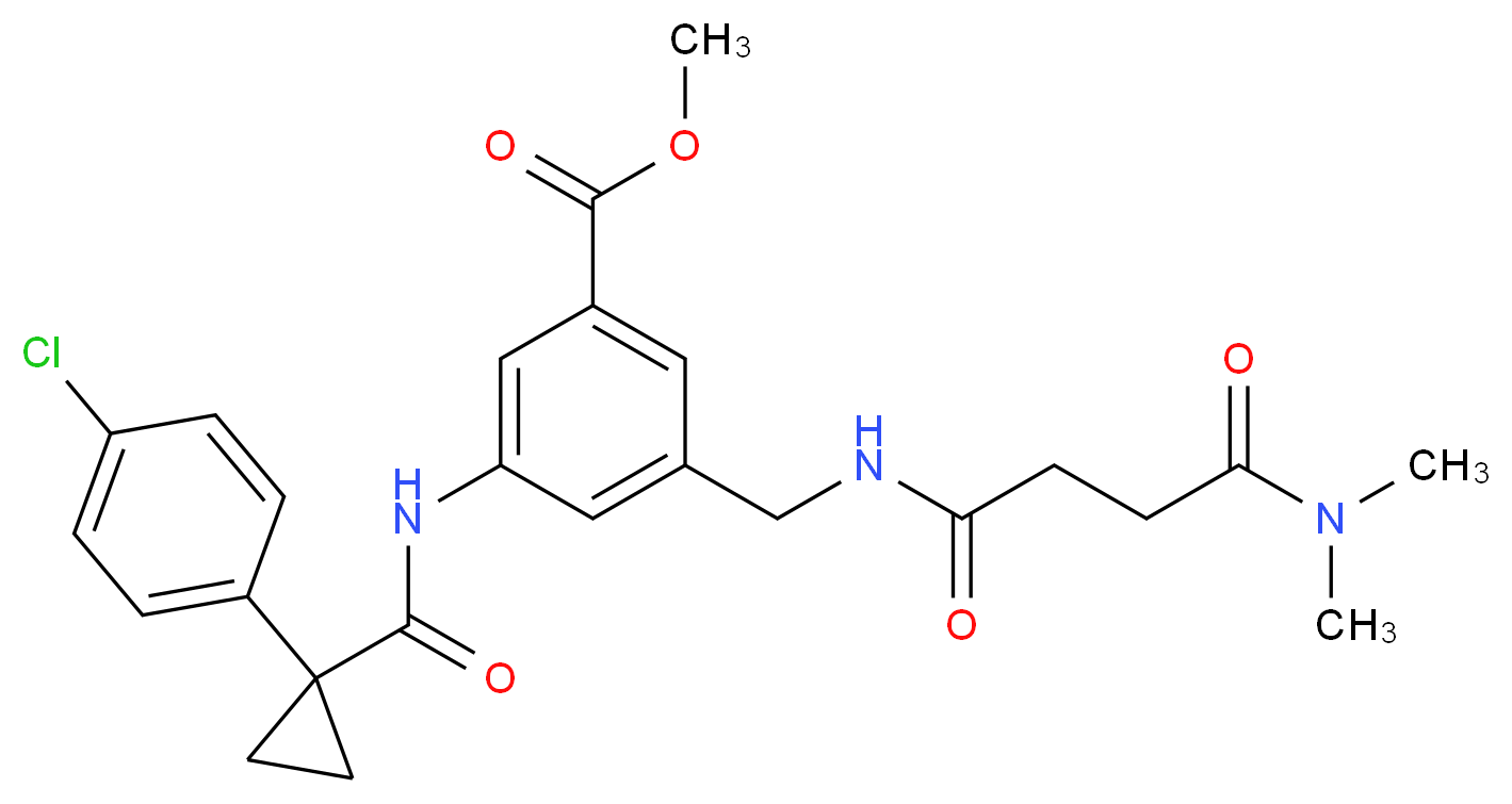 methyl 3-({[1-(4-chlorophenyl)cyclopropyl]carbonyl}amino)-5-({[4-(dimethylamino)-4-oxobutanoyl]amino}methyl)benzoate_Molecular_structure_CAS_)