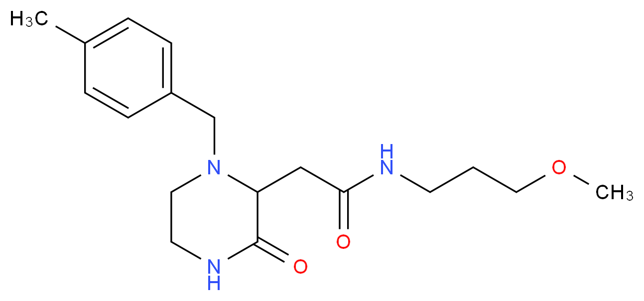 N-(3-methoxypropyl)-2-[1-(4-methylbenzyl)-3-oxo-2-piperazinyl]acetamide_Molecular_structure_CAS_)