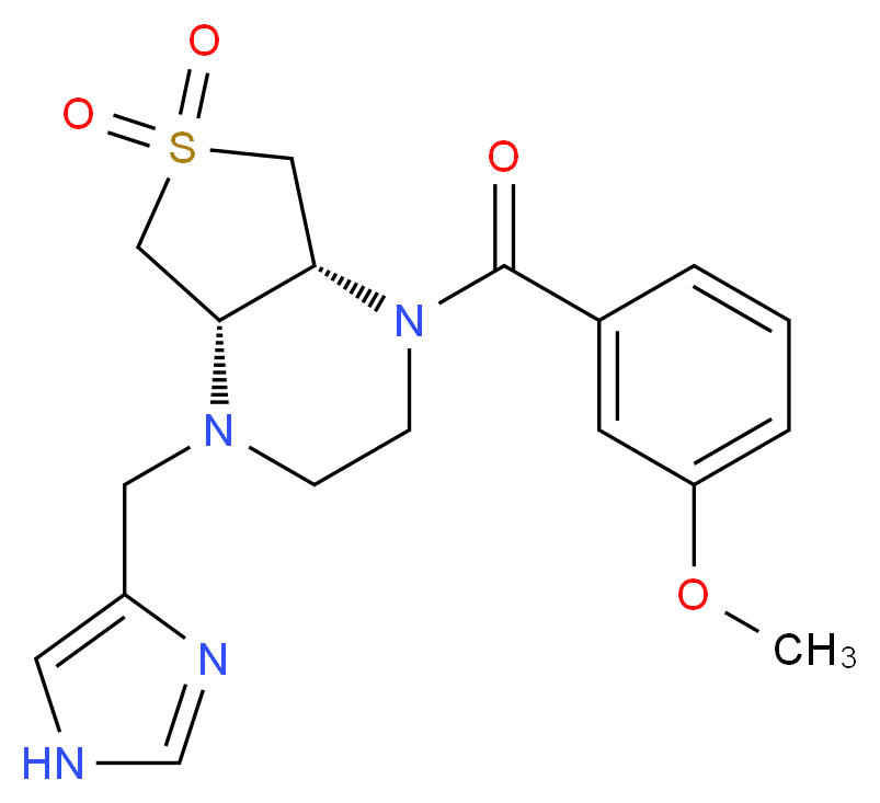 (4aR*,7aS*)-1-(1H-imidazol-4-ylmethyl)-4-(3-methoxybenzoyl)octahydrothieno[3,4-b]pyrazine 6,6-dioxide_Molecular_structure_CAS_)