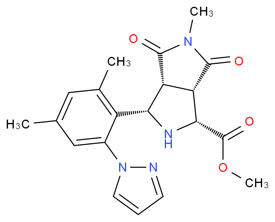 methyl (1R*,3S*,3aR*,6aS*)-3-[2,4-dimethyl-6-(1H-pyrazol-1-yl)phenyl]-5-methyl-4,6-dioxooctahydropyrrolo[3,4-c]pyrrole-1-carboxylate_Molecular_structure_CAS_)