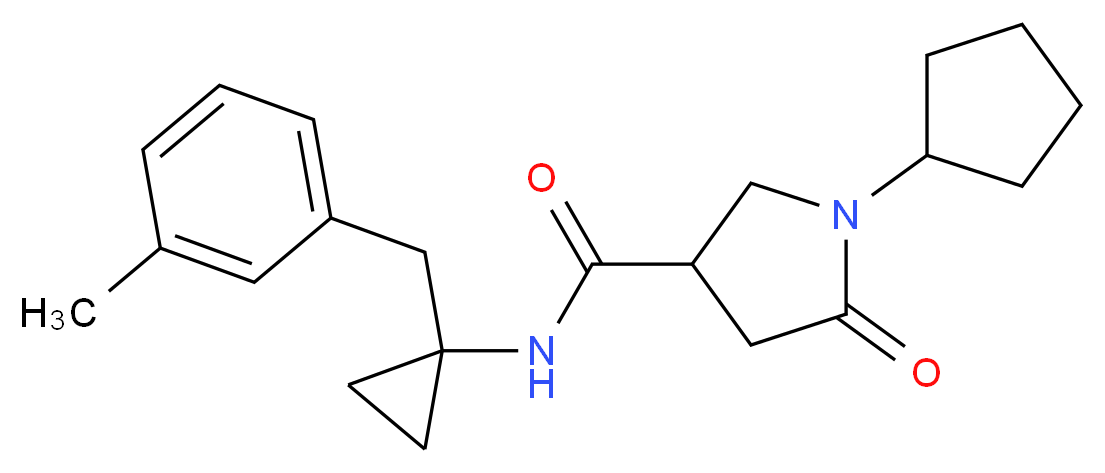 1-cyclopentyl-N-[1-(3-methylbenzyl)cyclopropyl]-5-oxo-3-pyrrolidinecarboxamide_Molecular_structure_CAS_)