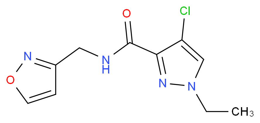 4-chloro-1-ethyl-N-(isoxazol-3-ylmethyl)-1H-pyrazole-3-carboxamide_Molecular_structure_CAS_)
