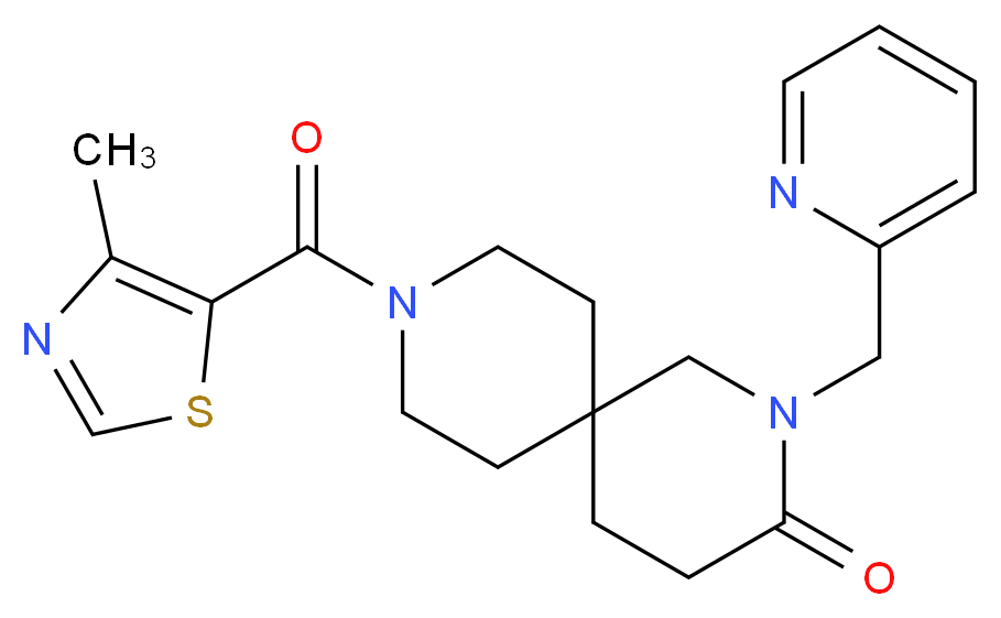 9-[(4-methyl-1,3-thiazol-5-yl)carbonyl]-2-(pyridin-2-ylmethyl)-2,9-diazaspiro[5.5]undecan-3-one_Molecular_structure_CAS_)