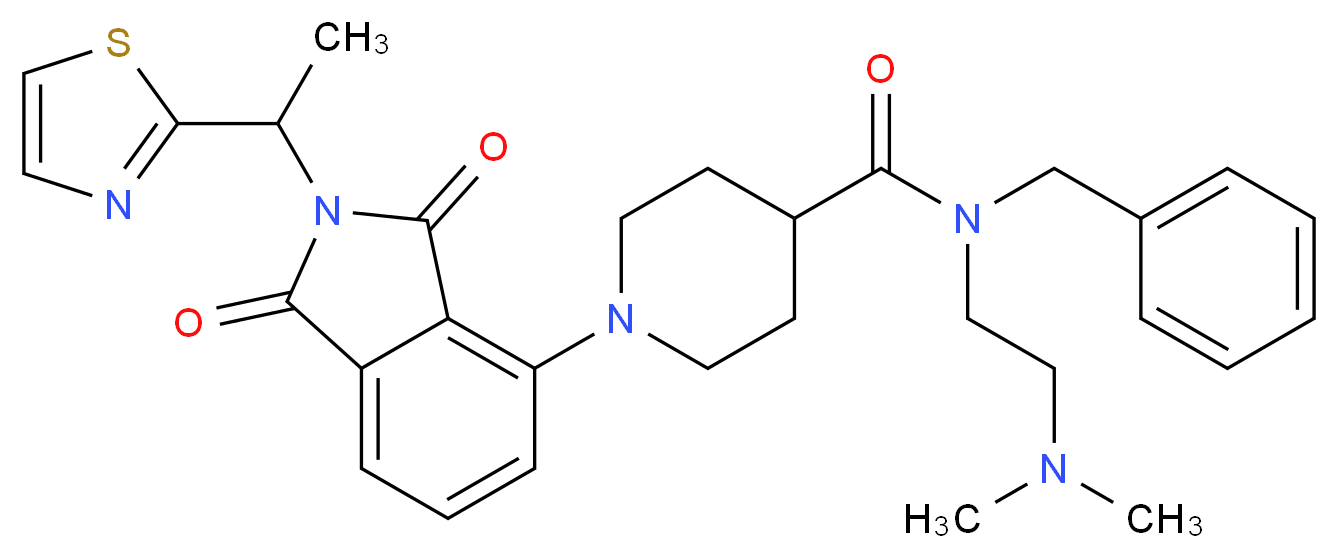 N-benzyl-N-[2-(dimethylamino)ethyl]-1-{1,3-dioxo-2-[1-(1,3-thiazol-2-yl)ethyl]-2,3-dihydro-1H-isoindol-4-yl}-4-piperidinecarboxamide_Molecular_structure_CAS_)