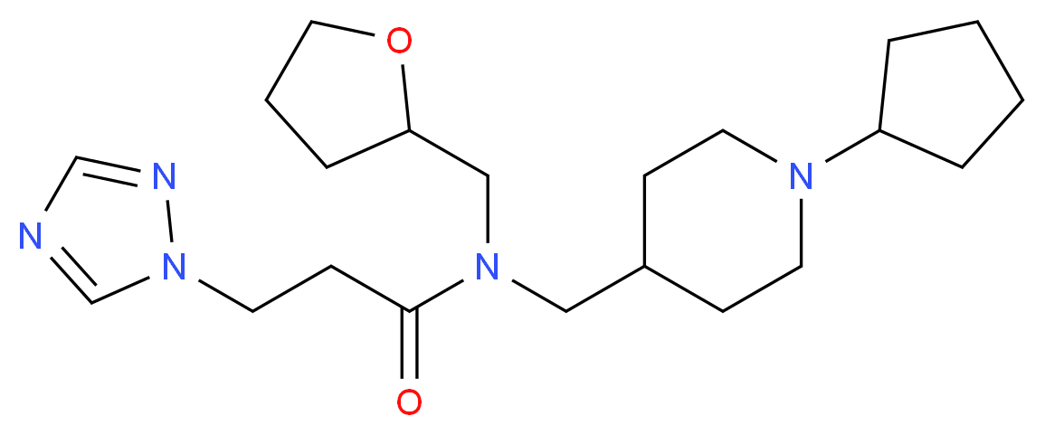 N-[(1-cyclopentyl-4-piperidinyl)methyl]-N-(tetrahydro-2-furanylmethyl)-3-(1H-1,2,4-triazol-1-yl)propanamide_Molecular_structure_CAS_)
