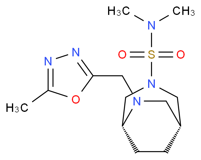(1R*,5R*)-N,N-dimethyl-6-[(5-methyl-1,3,4-oxadiazol-2-yl)methyl]-3,6-diazabicyclo[3.2.2]nonane-3-sulfonamide_Molecular_structure_CAS_)